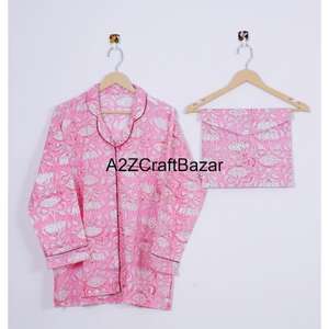 ชุดนอนผ้าฝ้ายสไตล์โบฮีเมียนสำหรับผู้หญิงใส่ในฤดูร้อนชุดใส่นอนพิมพ์ลายดอกไม้ชุดนอนเซ็กซี่แบบลำลองเอวยางยืดสไตล์อินเดีย - Product Image 3