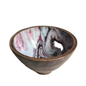 ชุดชามสลัดพิมพ์ลายเคลือบสีดำชามไม้อะคาเซียชุดเครื่องครัวชุดอุปกรณ์รับประทานอาหาร - Product Image 1