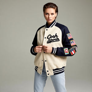 Chaqueta universitaria con bordado de chenilla de cuero personalizada para hombre, chaqueta Bomber universitaria con letras de retazos para ropa informal - Product Image 4