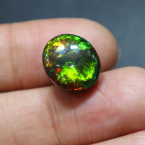 Opale noire éthiopienne naturelle, cabochon lisse, pierre précieuse en vrac pour la fabrication de bijoux, coupe ovale - Product Image 6