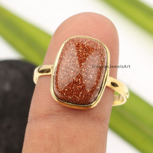 Trendy Brown Goldstone <b>Rings</b> 10x14mm Cushion Shape 925 <b>Sterling</b> <b>Silver</b> 18k Gold Plated <b>Eternity</b> Vermeil Anniversary Fine Jewelry - Product Image 4