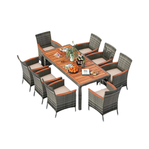 Juego de mesa de comedor de diseño moderno con cojín de asiento Muebles para el hogar para exteriores Marco de madera de 8 plazas Fábrica Phu Linh - Product Image 2