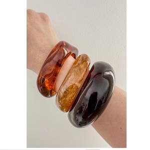 Brazalete grueso de resina acrílica, pulseras, joyería de verano Retro colorida en café, Amarillo, Azul, todos los colores disponibles - Product Image 2