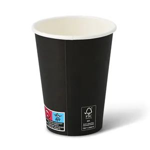 Eco-Conscious And Food-Safe 12Oz 300Ml Ø 90 mm Black Single Wall Bio Coated Large Hot Beverage Paper Cups - 1000 pcs/carton - Product Image 3