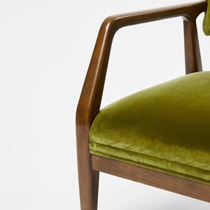 Fauteuil Payne en bois de teck massif de haute qualité avec velours vert olive adapté à une utilisation intérieure ou extérieure. - Product Image 3