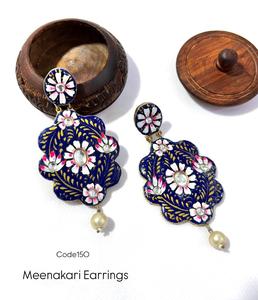 Statement Kundan Pearl <b>Earrings</b> with Meenakari Embellishments Stunning <b>Jhumkas</b> to Elevate Your Festive Look - Product Image 5