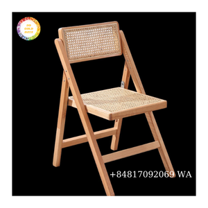 Chaise pliante en bois massif, rotin et osier pour le salon - Product Image 5