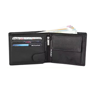 ที่ใส่บัตรแบบพับสามทบสุดหรูที่ใส่บัตรแบบสั้นป้องกันการบล็อค RFID หนังแท้ลายทางแบบวินเทจแข็งแรง - Product Image 3