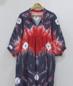 Robe midi bohème d'été pour femmes et filles, col en V, fermeture à cordon, écologique, 100% coton, tissée à motifs floraux, respirante - Product Image 3