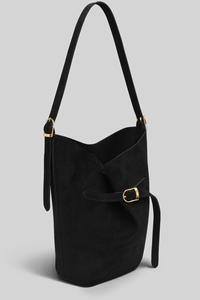 Bolso de Hombro de Lujo para Mujer, Tipo Cubo, de Gamuza Negra, con Logotipo Personalizado, OEM, ODM, Marca Privada - Product Image 1