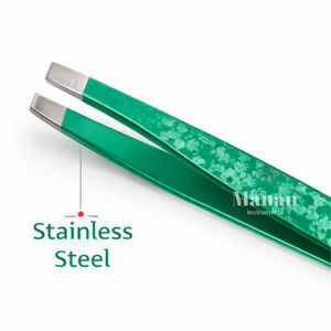 Pinzas para Cejas de Acero Inoxidable de Primera Calidad con Punta Inclinada, Impresas en Verde, Ecológicas, Herramienta de Belleza para Depilación de Precisión - Product Image 2
