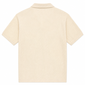 T-shirt en maille texturée de qualité supérieure pour homme, col Johnny ouvert, col en V, coupe décontractée, coton piqué, maille côtelée, style polo, décontracté chic, été - Product Image 5