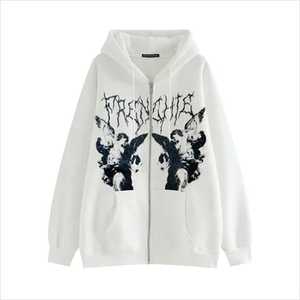 Giacca con cappuccio da donna con stampa ad angolo Vintage da uomo con Zip a manica lunga con tasca autunno inverno cappotto Streetwear Y2K felpe con cappuccio larghe estetiche - Product Image 2