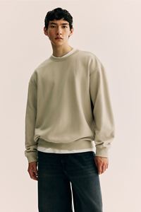 Sudadera de manga larga beige claro para hombre, Camiseta con hombros caídos, chaqueta de lana de invierno holgada de algodón y poliéster - Product Image 6