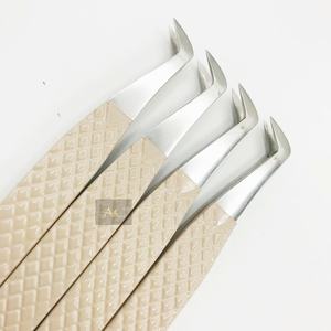 Pinces à épiler professionnelles en acier inoxydable massif avec poignée diamantée pour extensions de cils, logo personnalisé, durables, pointues, russes - Product Image 3