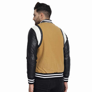 Top vestes de baseball personnalisées col montant bleu laine corps manches complètes confortable Durable pour l'hiver Logo personnalisé veste - Product Image 4