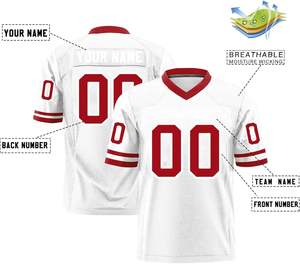 Camisetas de fútbol personalizadas para equipos con rayas en las mangas, tela de malla de poliéster OEM, impresión sublimada de secado rápido, logotipo, números, nombre - Product Image 6