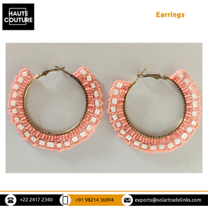 Aros de cuentas de ropa de playa informal para mujer con pendientes de cuentas de tambor pequeños y grandes de proveedor de origen indio - Product Image 2