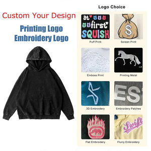 Sudadera con capucha de peso pesado con logotipo personalizado, Sudadera con capucha unisex con lavado ácido, sudadera de talla grande para hombre, sudaderas con capucha desteñidas por el sol - Product Image 2