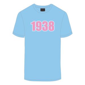 1938 Jack e Jill of America maglietta di cotone blu rosa ciniglia ricamo nero organizzazioni civiche e professionali abbigliamento - Product Image 2