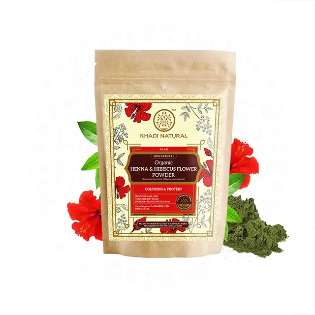 Khadi Natuurlijke Biologische Henna & Hibiscus Bloempoeder-100% Natuurlijk-100G