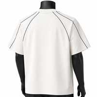T-shirt Homme Personnalisé Oversize avec Passepoil Contrastant Blanc Style Streetwear Minimaliste Coton Manches Courtes Raglan Ringer