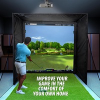 Boîtier de simulateur de golf avec filet à chocs et cage de frappe de golf intérieure et extérieure pour la pratique.