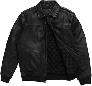 Nouvelle collection de vestes en cuir pour hommes en gros conception personnalisée toile broderie avant personnalisé à capuche confortable coupe manches longues - Product Image 1