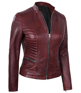 Veste de moto en cuir véritable sur mesure pour femmes, vente en gros, vêtements d'extérieur en cuir de vache pour femmes, haute qualité, tendance - Product Image 5