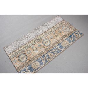 Alfombra Turca Vintage Pequeña de 2.1x4.1 pies, Alfombra Azul del Suroeste de Estados Unidos de Lana - Product Image 4