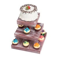 Support à gâteau de luxe à 3 niveaux Simple Design moderne bois métal prix de gros Partyware Dessert présentoir maison boulangerie accessoire
