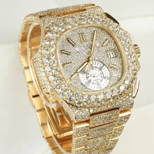 Montre de sport unisexe élégante, pierres précieuses personnalisées de haute qualité, diamants glacés, pierres de laboratoire cultivées, antique, quartz saphir cristal 20 mm - Product Image 1
