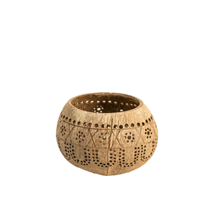 Portavelas de coco tallado a mano, cuenco asequible para velas de coco para decoración del hogar - Product Image 1
