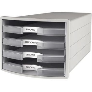 Desktop & <b>Drawer</b> Organizers 4-<b>Drawer</b> Clear Translucent Polystyrene Box (Light Gray Housing Clear Translucent <b>Drawers</b>) - Product Image 1