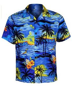 เสื้อโพลีเอสเตอร์แขนสั้นของผู้ชายใหม่เสื้อชายหาดพิมพ์ลายลำลองทรงหลวมเสื้อแขนสั้นฮาวาย - Product Image 3
