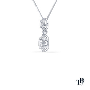 Pendentif en diamant (naturel) de style halo double luxueux en platine, pierres centrales à taille brillante, vente en gros OEM - Product Image 2