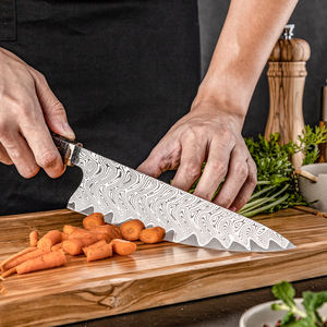 มีดเชฟเหล็กดามัสกัสคุณภาพสูงระดับพรีเมียม พรีเมียม พรีสทีจ แบลดส์  ด้ามคาร์บอนไฟเบอร์เคลือบทองคำ  แบบใช้ได้ทั้งมือซ้ายและขวา  รับผลิตตามสั่งขายส่ง - Product Image 3