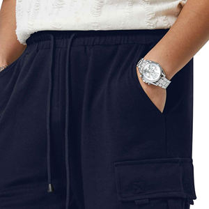 Pantalones cortos Cargo largos de longitud media para hombre, pantalones cortos de trabajo ligeros y duraderos, cintura elástica de algodón, ajuste holgado con múltiples bolsillos - Product Image 2