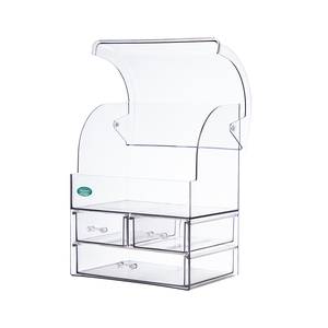 Boîte de rangement cosmétique empilable minimaliste en acrylique transparent brillant HALO, boîte de rangement carrée pour maquillage, présentoir de comptoir - Product Image 2