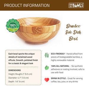 Lot de 6 bols en céramique émaillée de Bohème 2 oz. Bols de riz en bambou ensemble de saladier artisanal emballé dans un carton - Product Image 3