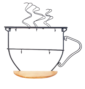 Armoire à épices en fer fait à la main porte-tasse personnalisé en métal fini noir porte-tasse à café debout contemporain - Product Image 6