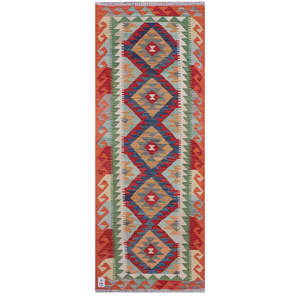 Alfombra Kilim de Maimana, Afganistán, 196 x 74 cm - Product Image 1