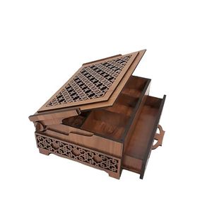 Boîte à bijoux en bois sculpté classique, peinte à la main, durable, rectangulaire, artisanale, cadeau et boîte de rangement pour l'affichage des bijoux - Product Image 4