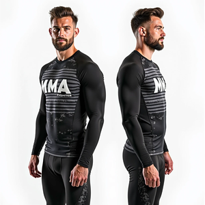 <b>Rash</b> <b>Guard</b> for MMA and Custom Fit Full and Short Sleeve Compression Training Fight Wear kimono de jiu jitsu - Product Image 3