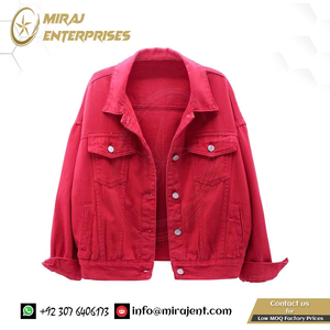 Veste en jean décontractée personnalisable pour femmes, manteau de base respirant de couleur unie à manches longues en jean - Product Image 5