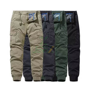 Pantalones cargo de algodón 100% cómodos y elegantes para hombre, ropa de trabajo informal de Color sólido, cintura elástica, cintura media, patrón recto - Product Image 1