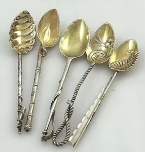 Juego de cucharas de café chapadas en plata de lujo, cubiertos de cuchara de acero inoxidable Vintage - Product Image 6