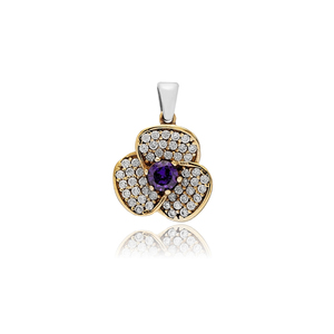 Améthyste CZ Stone Ottoman Authentique Fleur Design Pendentif en Argent Vente en Gros Turc Fait à la Main Grandbazaar Bijoux - Product Image 1