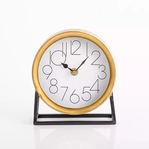 Ak Brass round Small Golden Desk & Table Clock for Home Hotel & Office Use Stylish Iron Metal Design Perfect Gift Idea - Product Image 1