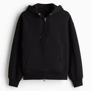 Sweat à capuche en molleton 100% coton pour homme avec fermeture éclair double coulisse personnalisable, motif uni, poids lourd, col à capuche pour l'hiver - Product Image 5